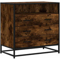 Das Sideboard misst 70 x 41 x 70 cm in Naturbraun und Schwarz