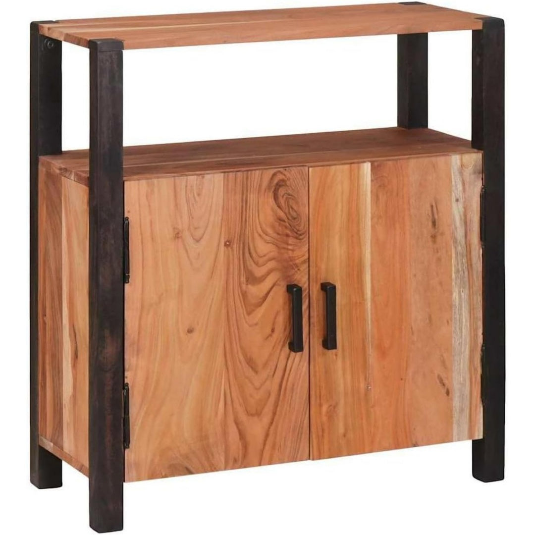 Sideboard aus Massivholz und Akazienholz mit 2 Tueren