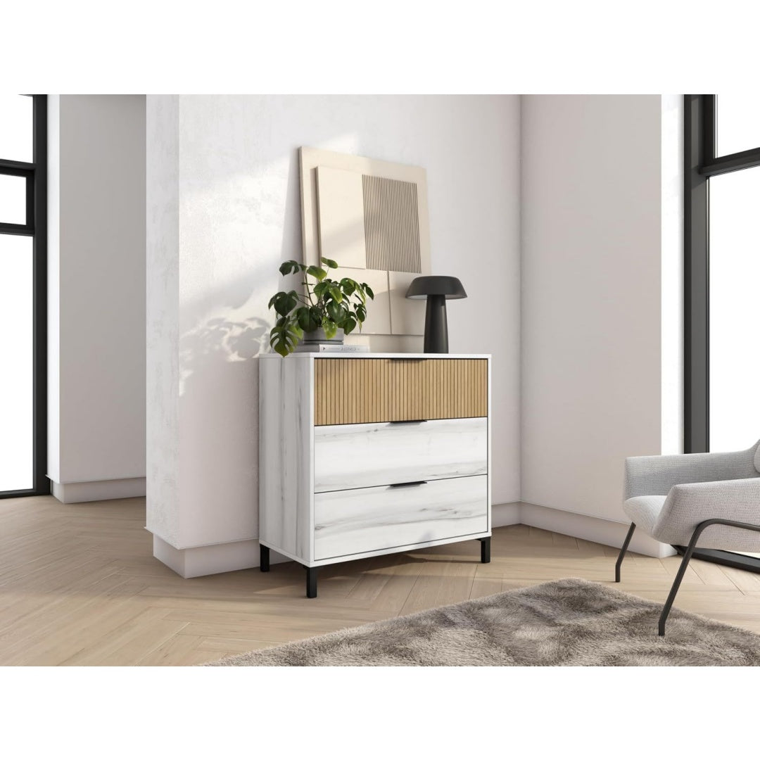 Sideboard verbindet 3 Schubladen und beschichtete Flaechen