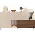 Sideboard mit offenen Ablagen, Schubladen und grifflosen Fronten