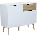 Eine Schublade praegt das Sideboard in Weiss