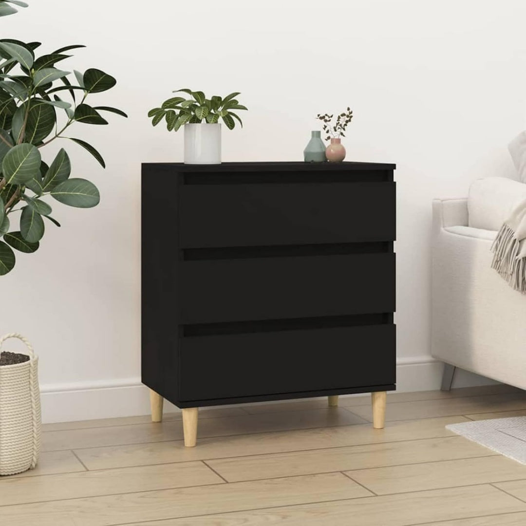 Schubladen ergaenzen das Sideboard in Schwarz
