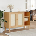 Sideboard aus Rattan und Kiefernholz in Naturbraun