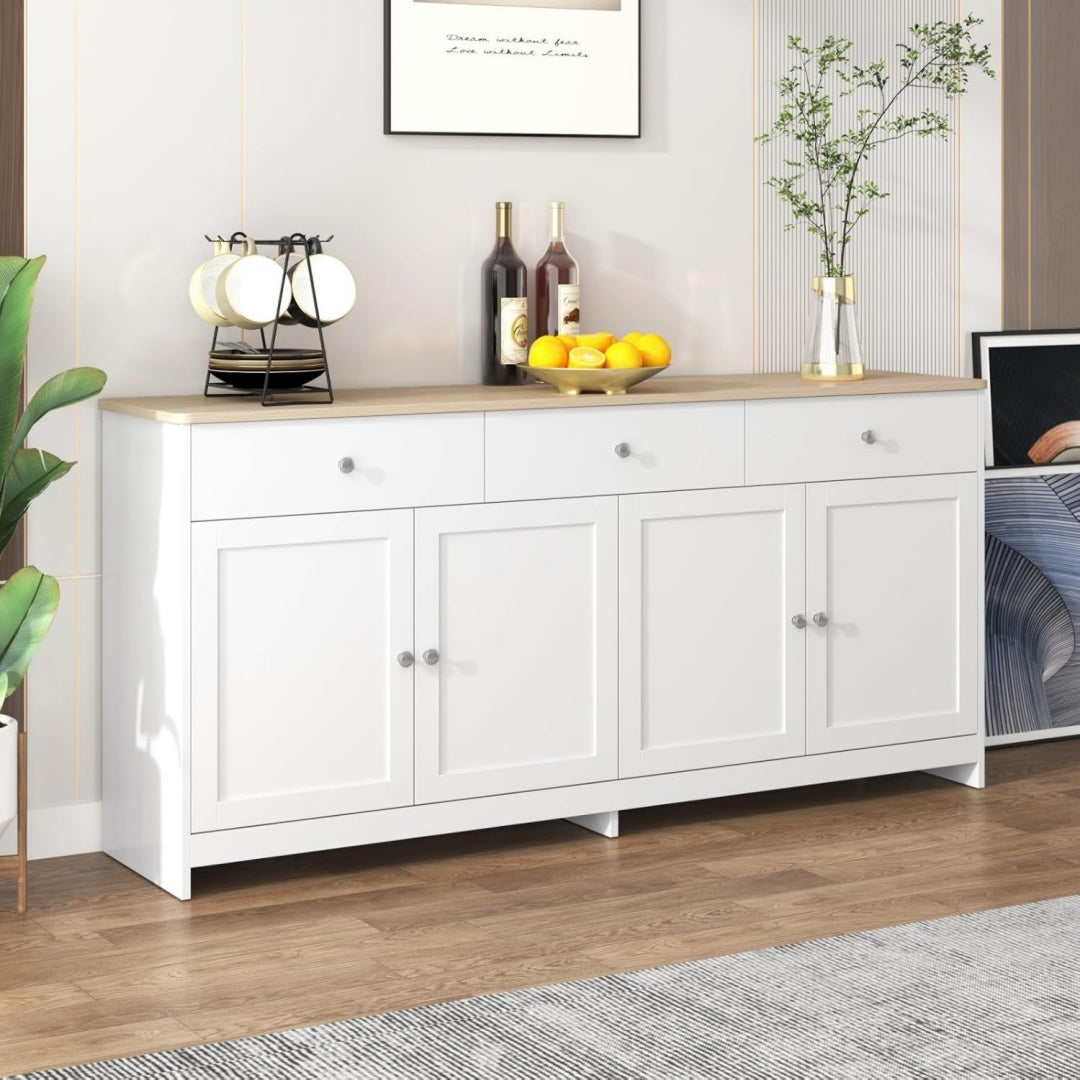 Sideboard mit 3 Schubladen, verstellbaren Ablagen und Holzoptik