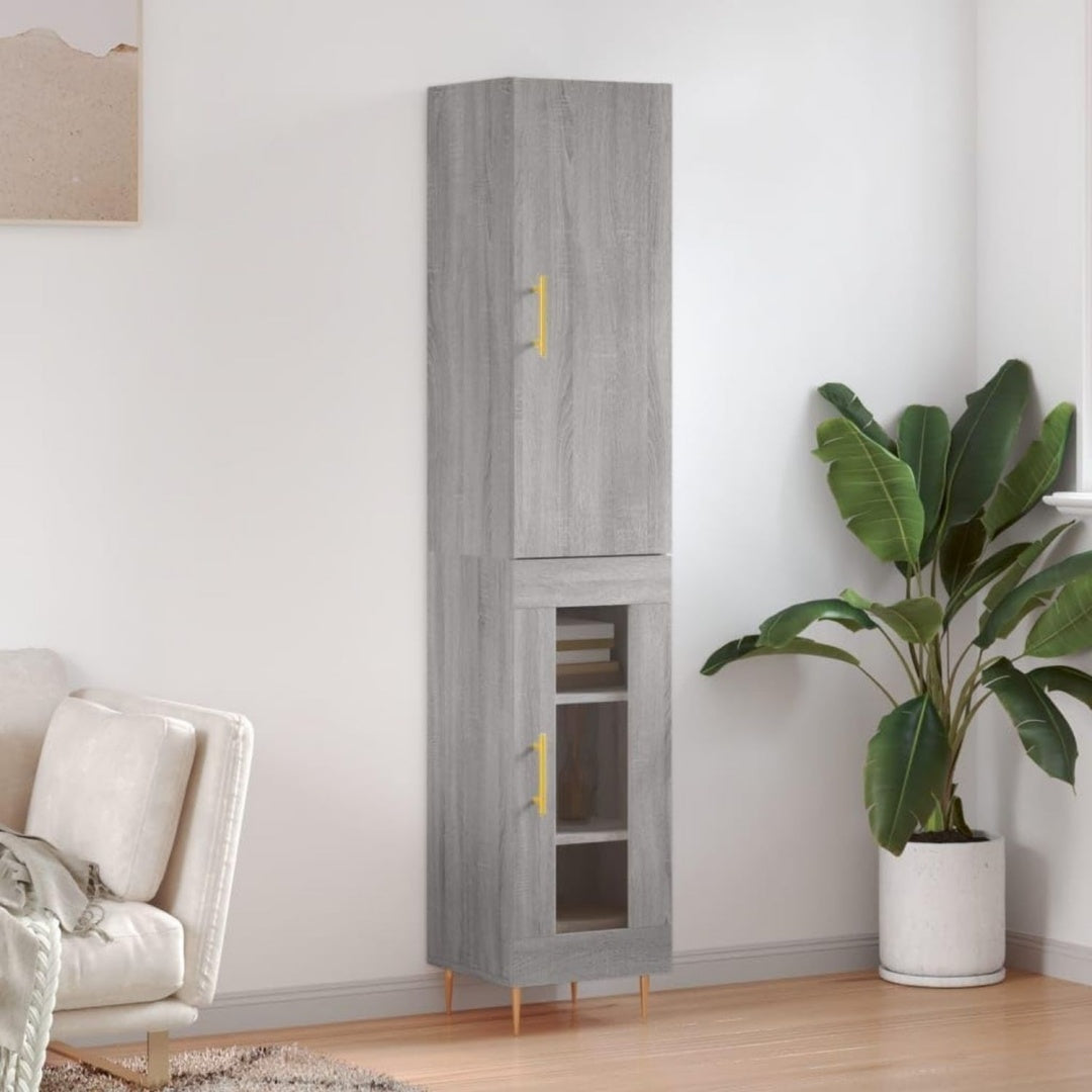 Geschlossener Stauraum ergaenzt den Hochschrank mit den Massen 34.5 x 34 x 180 cm