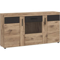Beschichtete Flaechen praegen das Sideboard aus Glas