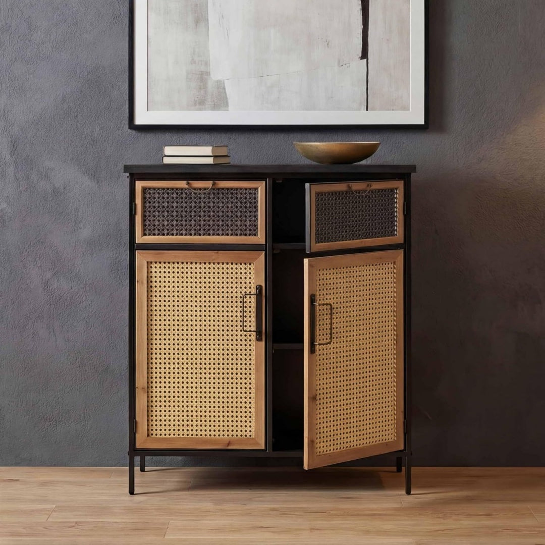 Sideboard mit Flechtoptik und Hoehenverstellung